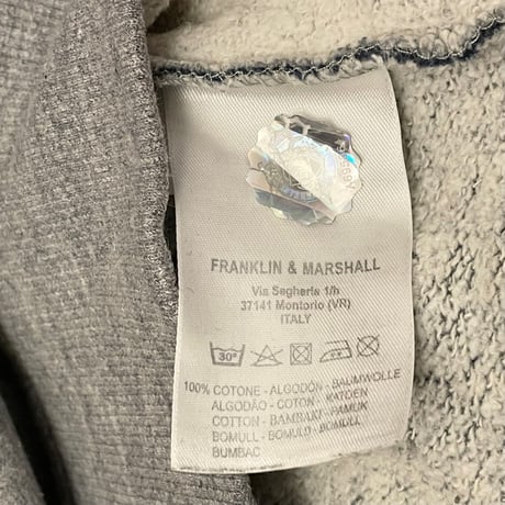 MADE IN ITALY製 FRANKLIN MARSHALL VARSITY ツートンカラースウェットトレーナー グレー×ネイビー XSサイズ