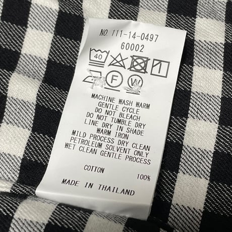 SHIPS 長袖ブロックチェック柄シャツ ブラック×ホワイト Sサイズ