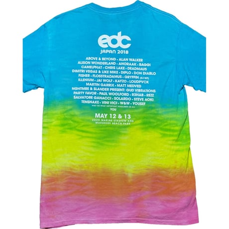 EDC 2018 イベントTシャツ タイダイ染めGILDANボディ マルチカラー Mサイズ