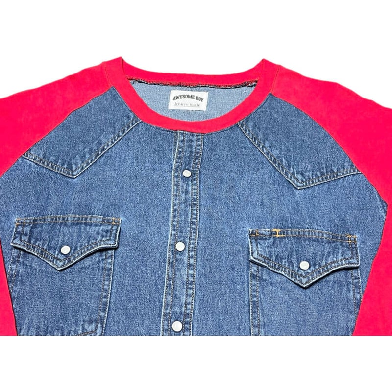 Awesome Boy × ichiryu made REMAKE DENIM RAGLAN