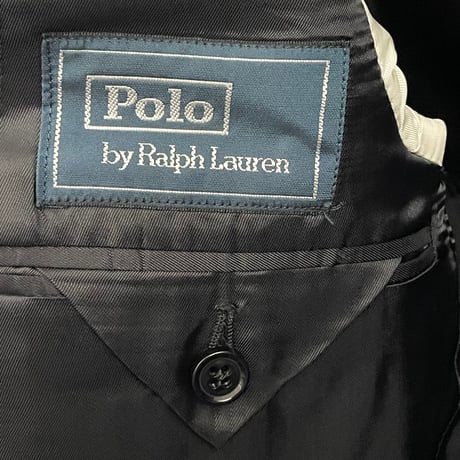 MADE IN ITALY製 Polo by Ralph Lauren シャドーヘリンボーン柄ウールスーツ ブラック 36サイズ
