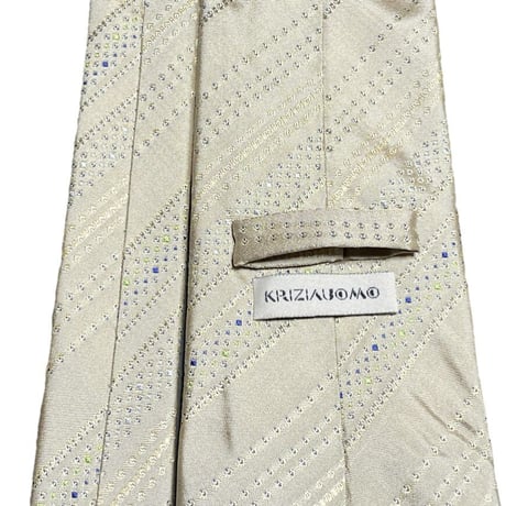 ▲訳あり商品▲ MADE IN ITALY製 KRIZIAUOMO レジメンタルストライプ柄シルクネクタイ シャンパンゴールド