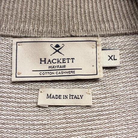 MADE IN ITALY製 HACKETT MAYFAIR ハーフジップコットンカシミヤセーター ベージュ XLサイズ