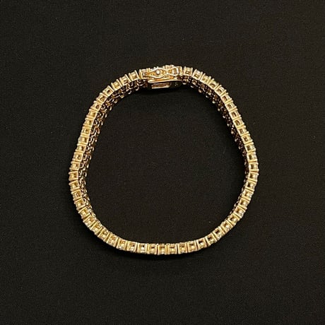 シルバー925製 ゴールドコーティング ジルコニアブレスレット ゴールド 幅1.4cm×21cm