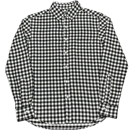 SHIPS 長袖ブロックチェック柄シャツ ブラック×ホワイト Sサイズ