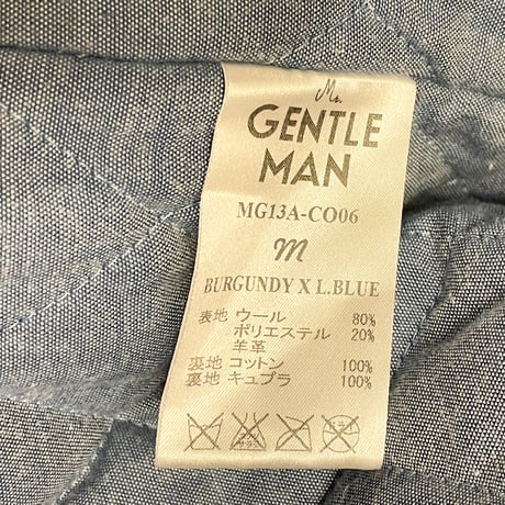 MADE IN JAPAN製 MISTERGENTLEMAN 袖ラムレザースタジアムジャケット ボルドー×ライトブルー Mサイズ