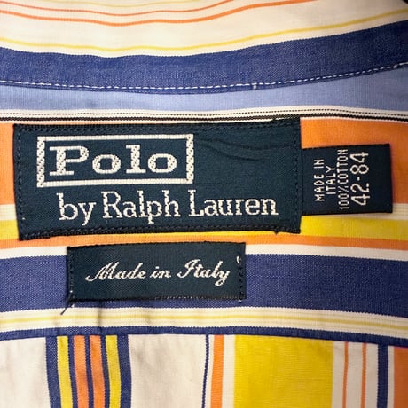 レア MADE IN ITALY製 90s～00s インパクト21製 Polo by Ralph Lauren CIT製 ストライプ柄 長袖シャツ マルチカラー 42-84サイズ
