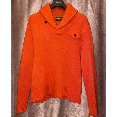 RALPH LAUREN RUGBY ショールカラーウールセーター オレンジ Sサイズ