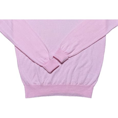 ▲訳あり商品▲ MADE IN ENGLAND製 JOHN SMEDLEY メリノウールVネックセーター ベビーピンク Sサイズ