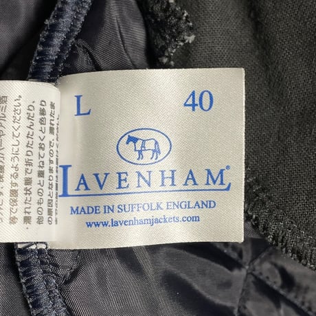 MADE IN ENGLAND製 LAVENHAM ウール混ストライプ柄キルティングジャケット ネイビー 40/Lサイズ