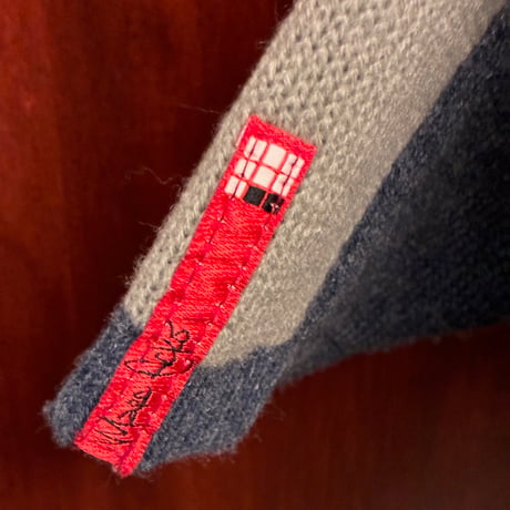 MADE IN KOREA製 ECKO UNLTD. ブロックチェック柄 プルオーバーニットパーカー ネイビー XLサイズ
