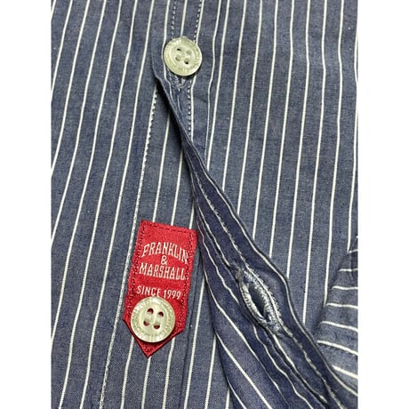 MADE IN ITALY製 FRANKLIN MARSHALL SLIM FIT 長袖ストライプシャツ ダンガリー Sサイズ