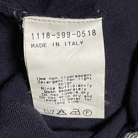 MADE IN ITALY製 ROBERTO COLLINA for UNITED ARROWS Vネックニットポロシャツ ネイビー 46サイズ