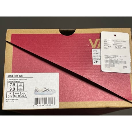 【UNITED ARROWS取り扱い】箱付き VANS Mod Slip-On スニーカー ブラックギンガムチェック US7.5/25.5cm