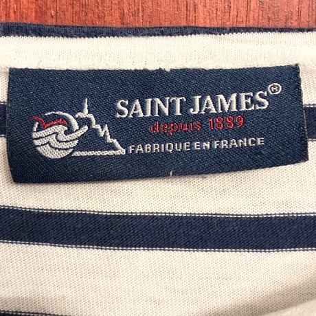 ▲訳あり商品▲ MADE IN FRANCE製 SAINT JAMES ボーダー柄 半袖Tシャツ ホワイト×ネイビー SMサイズ