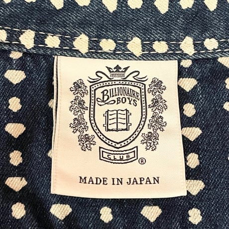 MADE IN JAPAN製 BILLIONAIRE BOYS CLUB ドット柄長袖デニムシャツ インディゴ Lサイズ