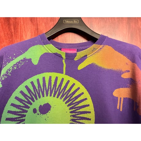 MADE IN USA製 MISHKA プリント入り クルーネックTシャツ パープル Mサイズ