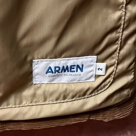 MADE IN FRANCE製 ARMEN コーデュロイ×ナイロン リバーシブルダウンジャケット ブラウン×ベージュ 2サイズ