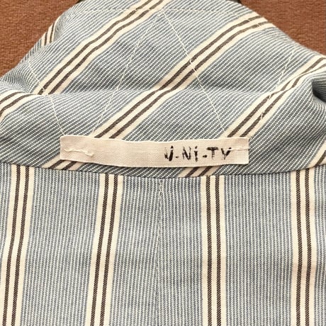 【SHIPS 取り扱い】 MADE IN ITALY製 U-Ni-Ty ストライプ柄コットンテーラードジャケット ライトブルー 46サイズ