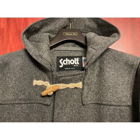 【エドウィン商事取り扱い】 MADE IN USA製 Schott NYC ウールダッフルコート グレー Mサイズ