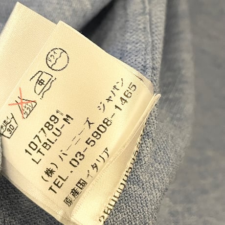 ▲訳あり商品▲ MADE IN ITALY製 GUY ROVER × BARNEYS NEW YORK別注 長袖ボタンダウン鹿の子ニットシャツ サックスブルー Mサイズ