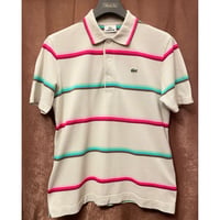 MADE IN JAPAN製 LACOSTE ボーダー柄半袖鹿の子ポロシャツ ベージュ 2サイズ
