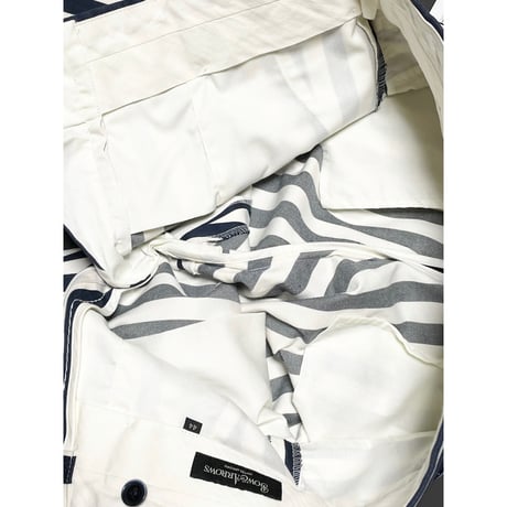 MADE IN JAPAN製 BOW & ARROWS UNITED ARROWS ストライプ柄コットンスラックス ネイビー×ホワイト 44サイズ