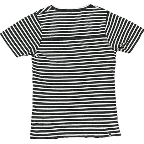 DENHAM リネン混半袖ボーダーTシャツ ブラック×ホワイト Sサイズ