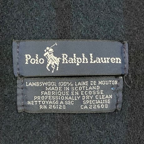 MADE IN SCOTLAND製 Polo Ralph Lauren チェック柄ウールマフラー グリーン×ネイビー
