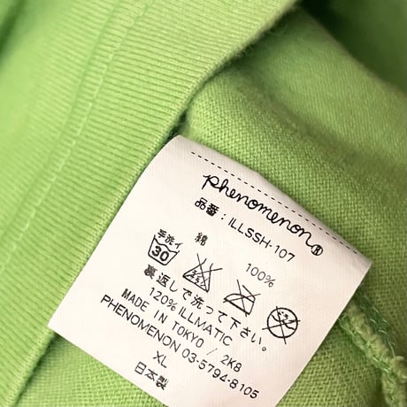MADE IN JAPAN製 PHENOMENON 2008年モデル バックプリントノースリーブTシャツ ライトグリーン XLサイズ