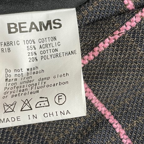 BEAMS チェック柄コットンブルゾン ブラウン×ピンク Mサイズ