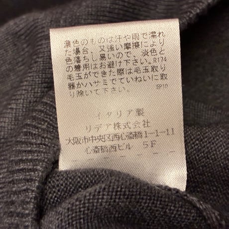 MADE IN ITALY製 Cruciani ウールVネックセーター チャコールグレー 44サイズ