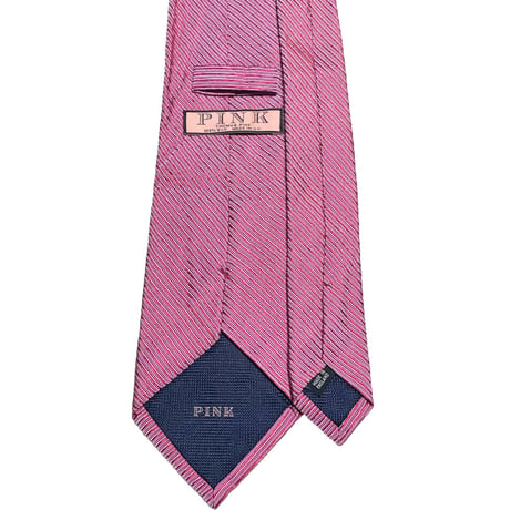 MADE IN UK製 THOMAS PINK レジメンタルストライプ柄シルクネクタイ ピンク
