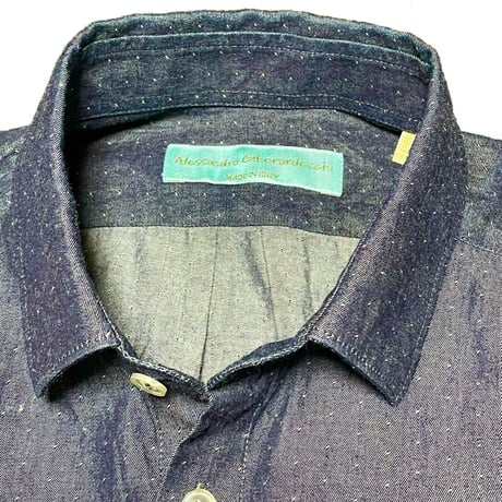 MADE IN ITALY製 Alessandro Gherardeschi 長袖デニムシャツ Sサイズ インディゴ