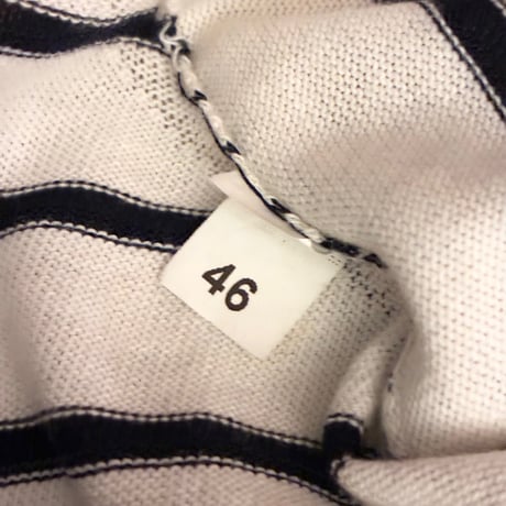 MADE IN ITALY製 Gran Sasso FRESH COTTON ボーダー柄 半袖ニットTシャツ アイボリー×ネイビー 46サイズ