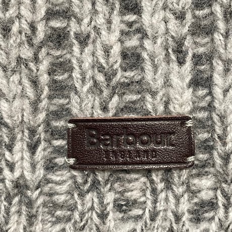 MADE IN SCOTLAND製 Barbour ツートンカラーラムウールニットビーニー グレー×ブラック Fサイズ
