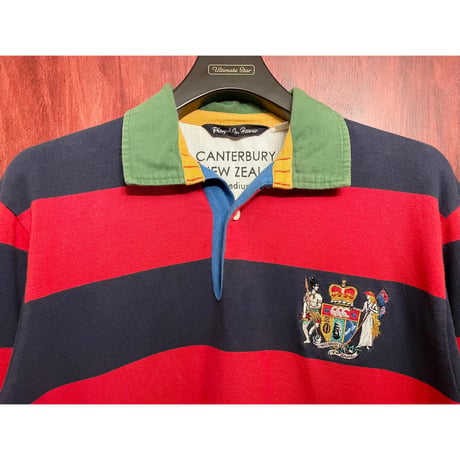 CANTERBURY OF NEW ZEALAND PLAYED IN HEAVEN ボーダー柄長袖ラガーシャツ マルチカラー Sサイズ