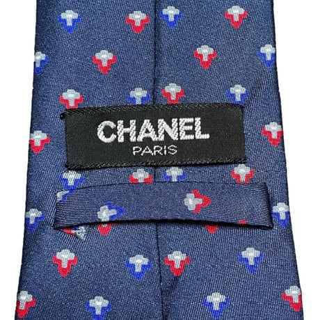 ▲訳あり商品▲ MADE IN ITALY製 VINTAGE CHANEL シルクネクタイ ネイビー