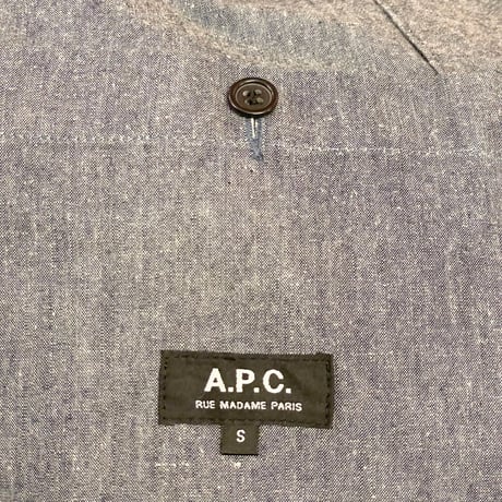 MADE IN PORTUGAL製 A.P.C. フルジップダンガリーコットンリネンジャケット インディゴ Sサイズ