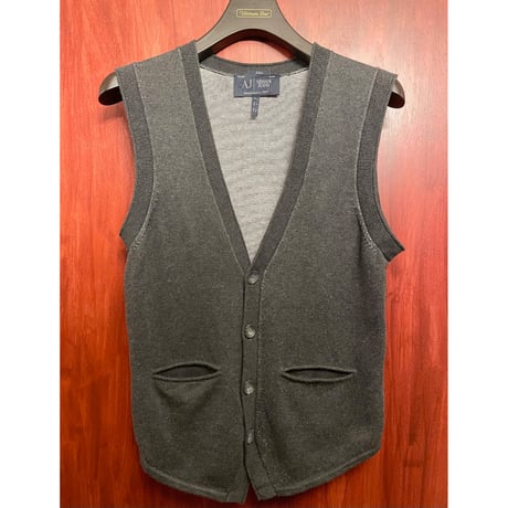ARMANI JEANS コットンニットベスト チャコールグレー Sサイズ