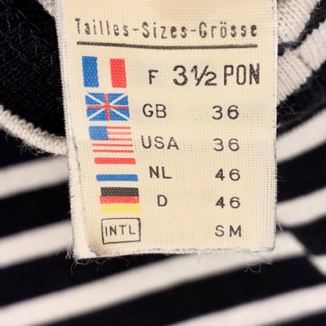 MADE IN FRANCE製 SAINT JAMES ボーダー柄 バスクシャツ ブラック×ホワイト T3-1/2/SMサイズ