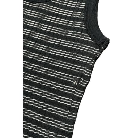 MADE IN FRANCE製 agnès b. homme ボーダー柄タンクトップ ブラック 1/Sサイズ