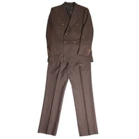 SOVEREIGN UNITED ARROWS CARLO BARBERA SUPER120'S ヴァージンウールストライプ柄ダブルスーツ ブラウン 44サイズ