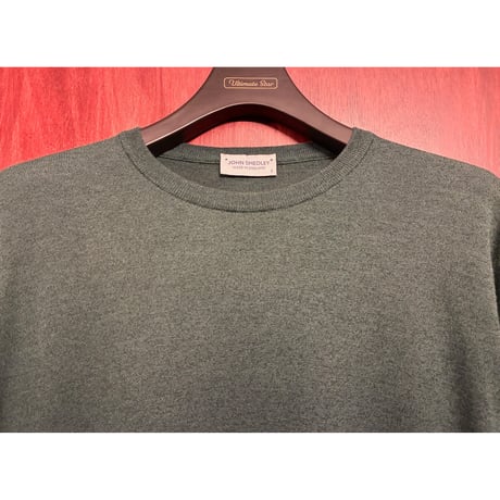 ▲訳あり商品▲ MADE IN ENGLAND製 JOHN SMEDLEY クルーネックウールコットンセーター グリーン Sサイズ
