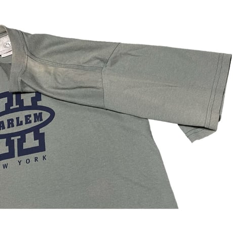 ▲訳あり商品▲ HARLEM UNDERGROUND ロゴプリント半袖Tシャツ セージグリーン Mサイズ