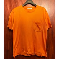 MADE IN ITALY製 Gian Bellini ポケット付き クルーネックニットTシャツ オレンジ Lサイズ