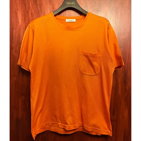MADE IN ITALY製 Gian Bellini ポケット付き クルーネックニットTシャツ オレンジ Lサイズ