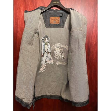 激レア SDC Snoop Dogg jeans バック刺繡入り デニムジャケット ブラック XLサイズ