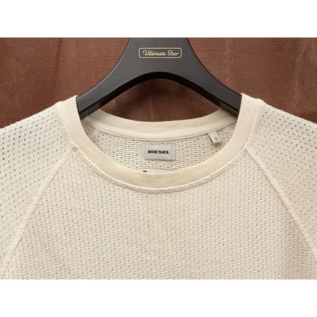 DIESEL メッシュ柄コットントレーナー アイボリー Sサイズ