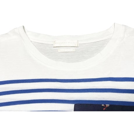 MADE IN ITALY製 ALEXANDER McQUEEN 長袖ボーダーカットソー ホワイト×ブルー Sサイズ